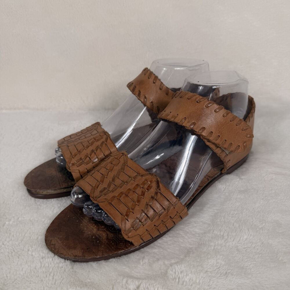Canyon River Blues Brown Leather Huarache Woven Ankle Strap Sandals Size 9
